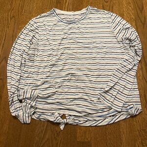 Addison Bay Blue and White Striped Long Sleeve Tee with tie back